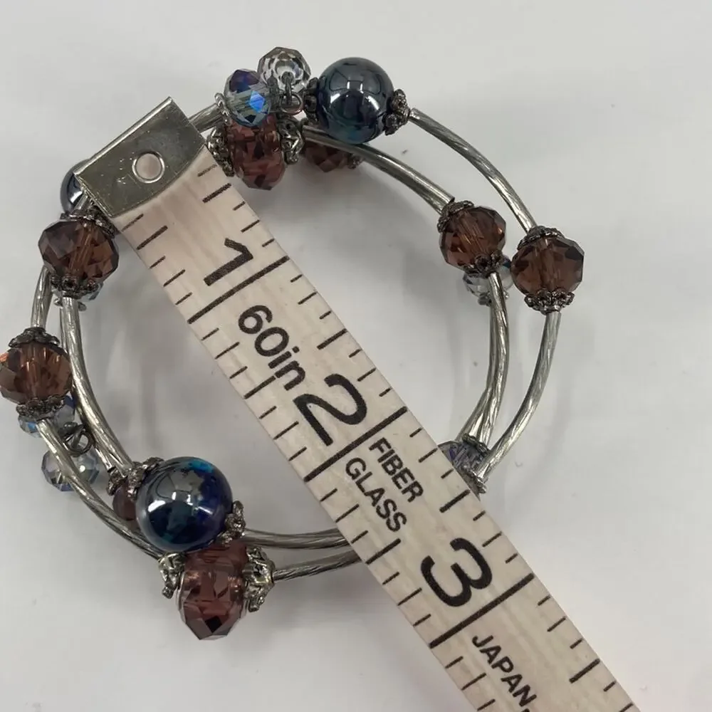 Handmade memory wire acrylic beaded bracelet